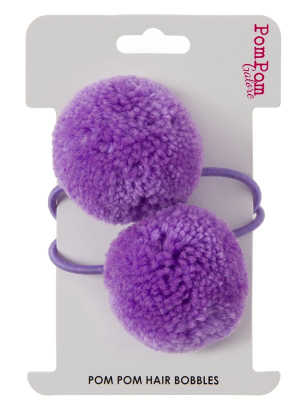 Set of 2 Violet Pom Pom Hair Bobbles by Pom Pom Galore